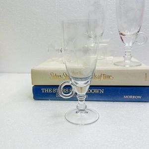 Set of 4 irish coffee mugs with engraved four leaf clovers clear glass